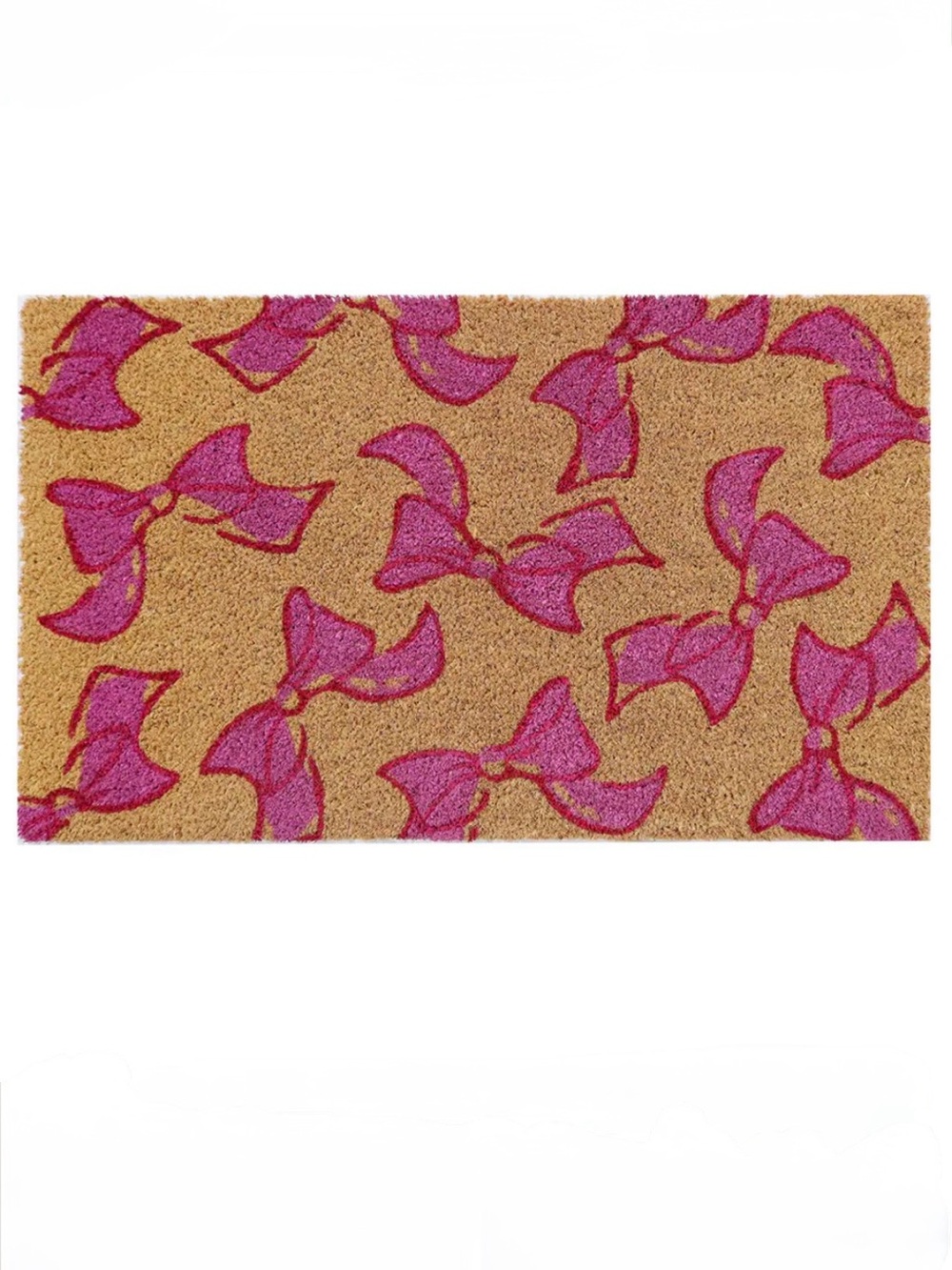 Ashland Pink Bow Coir Welcome Doormat 17.7” x 28.7” Spring Entry Rug